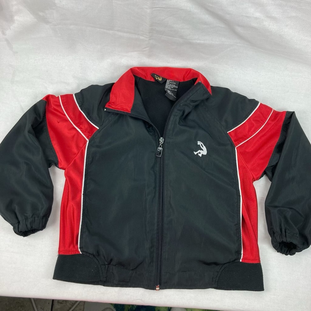 Black and Red Zip-Front Basketball Jacket by SHAQ Boys M 8